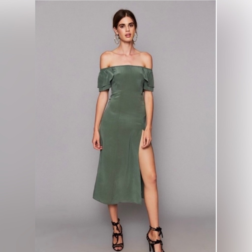 Stone Cold Fox Off the Shoulder Midi Dress